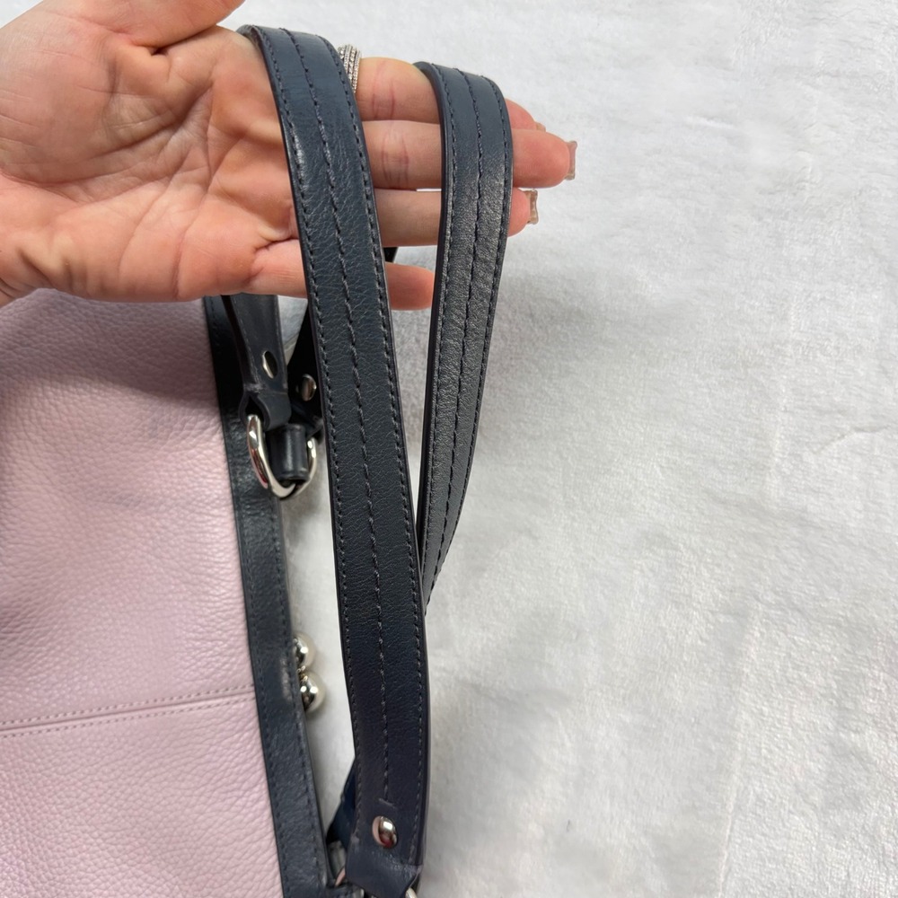 Coach Laura Spectator Satchel Lavender Leather Navy Detailing Kiss-Lock Closure - Picture 9 of 16
